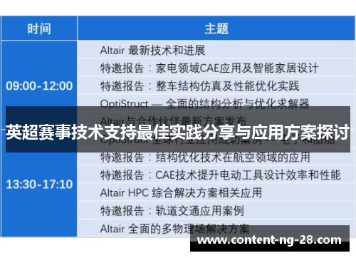 英超赛事技术支持最佳实践分享与应用方案探讨 英超赛事技术支持最佳实践分享与应用方案探讨