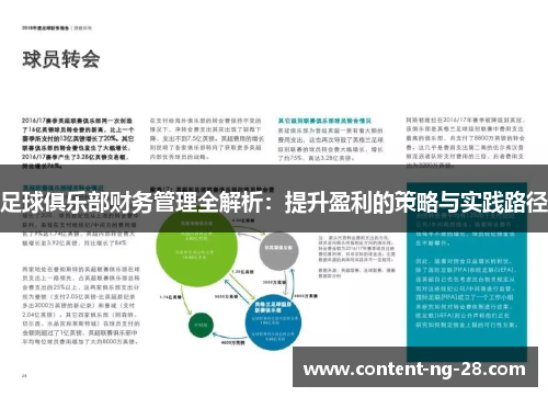 足球俱乐部财务管理全解析:提升盈利的策略与实践路径 足球俱乐部财务管理全解析:提升盈利的策略与实践路径
